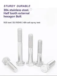 Half thread external hexagonal bolt M6*70