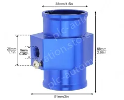 Water Temperature Connector Tube, Radiator Sensor, Temperature Sensor Connector, 38mm Aluminum, with Clamp