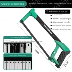 12 inch alloy square tube saw with 10 carbon steel saw blades + 7 multi-function saw blades The saw body can store the saw blades