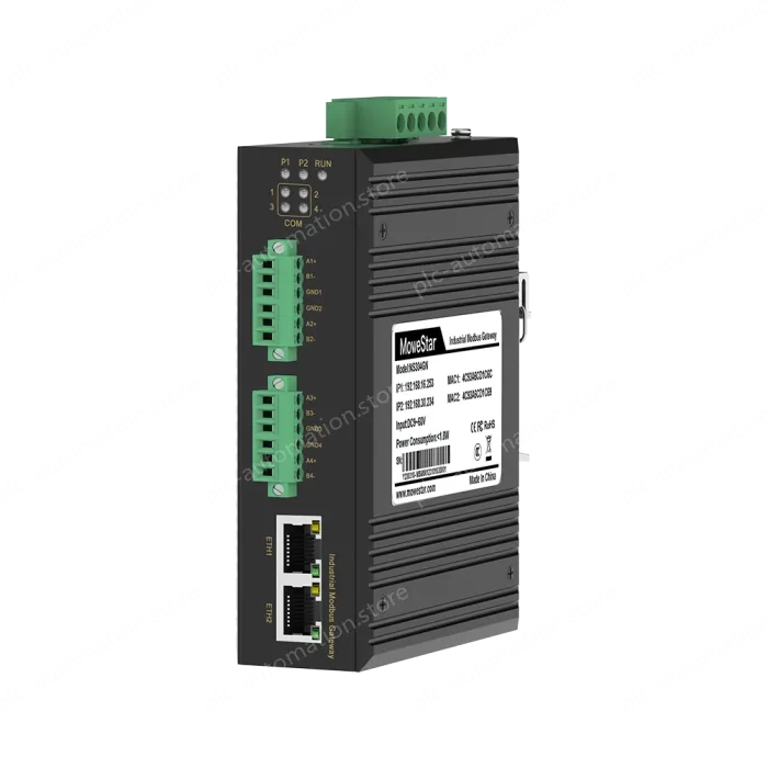 4 Ports RS485 to 2 Ports Ethernet Modbus Industrial Smart Gateway