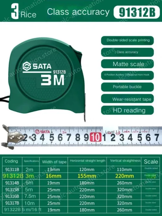 Class 1 accuracy - 3 m - ruler width 16mm-91312B