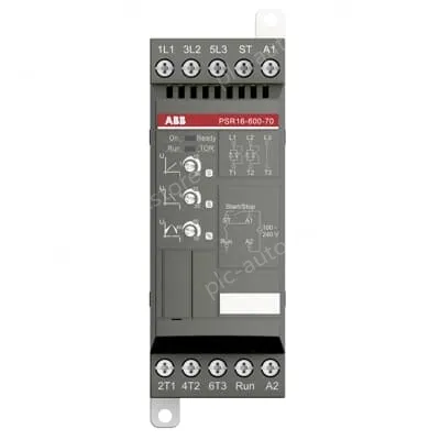 softstarter PSR16-600-70 has a rated maximum operational current of 16 A with an operating voltage span from 208...600 V AC.