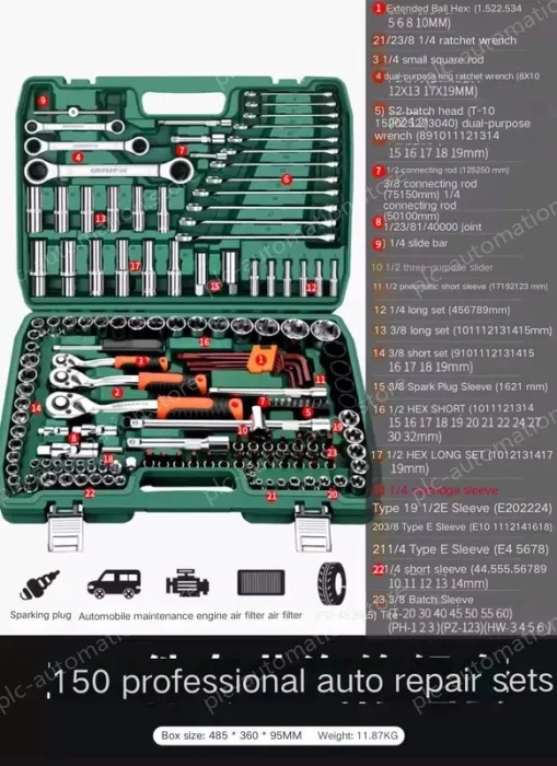 Upgraded 72-tooth bent handle auto repair 150-piece set