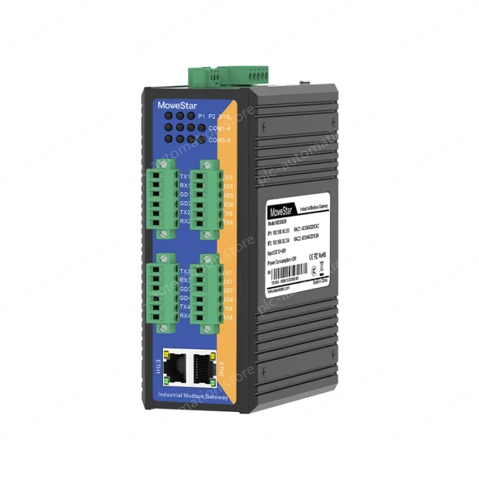 8 Ports RS232 to 2 Ports Ethernet Modbus Industrial Smart Gateway
